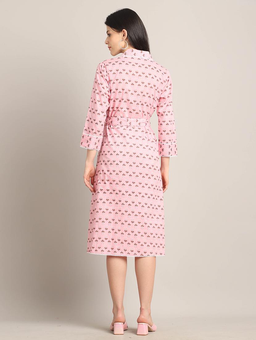 women pink printed a-line ethnic dress - 21737537 - Standard Image - 2