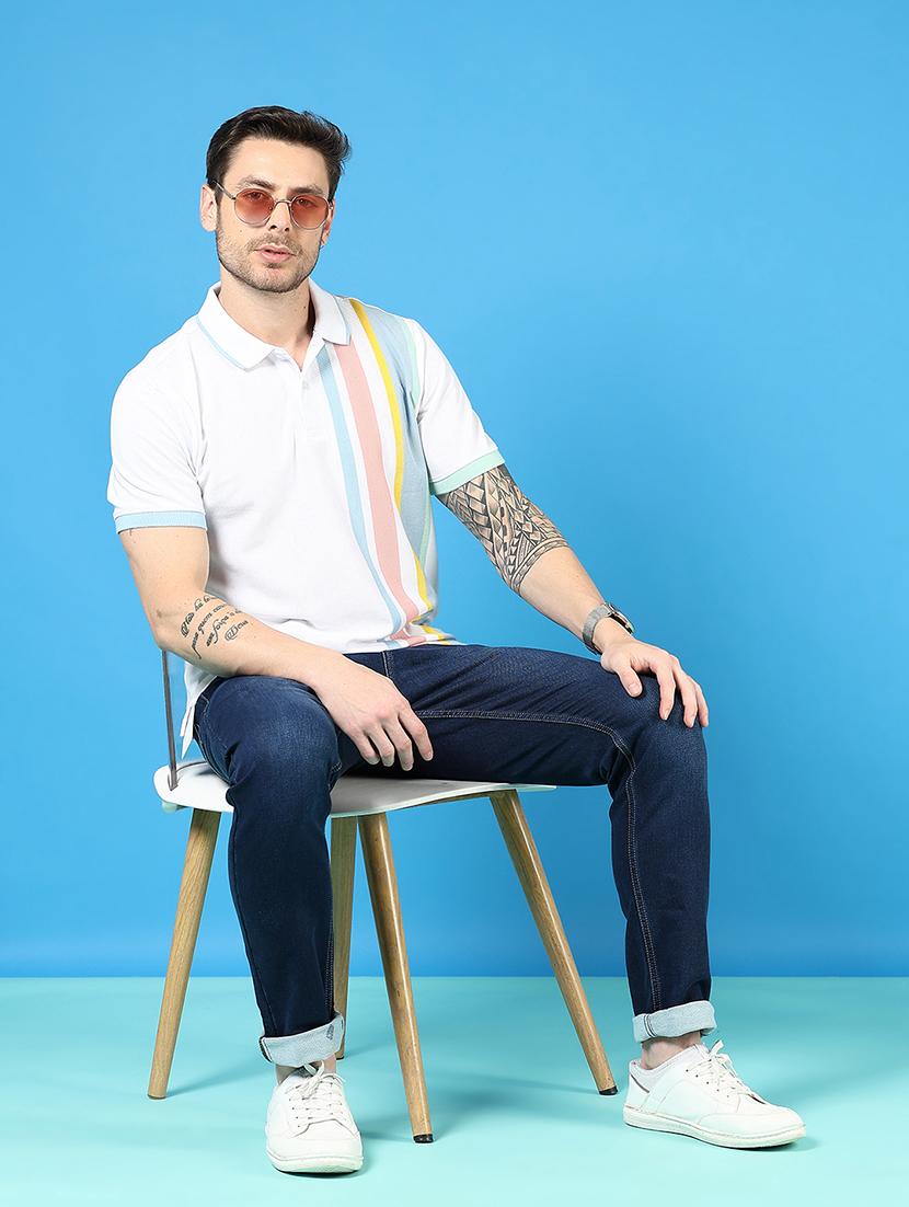 men striped short sleeve regular fit polo t-shirt - 21737777 - Standard Image - 2