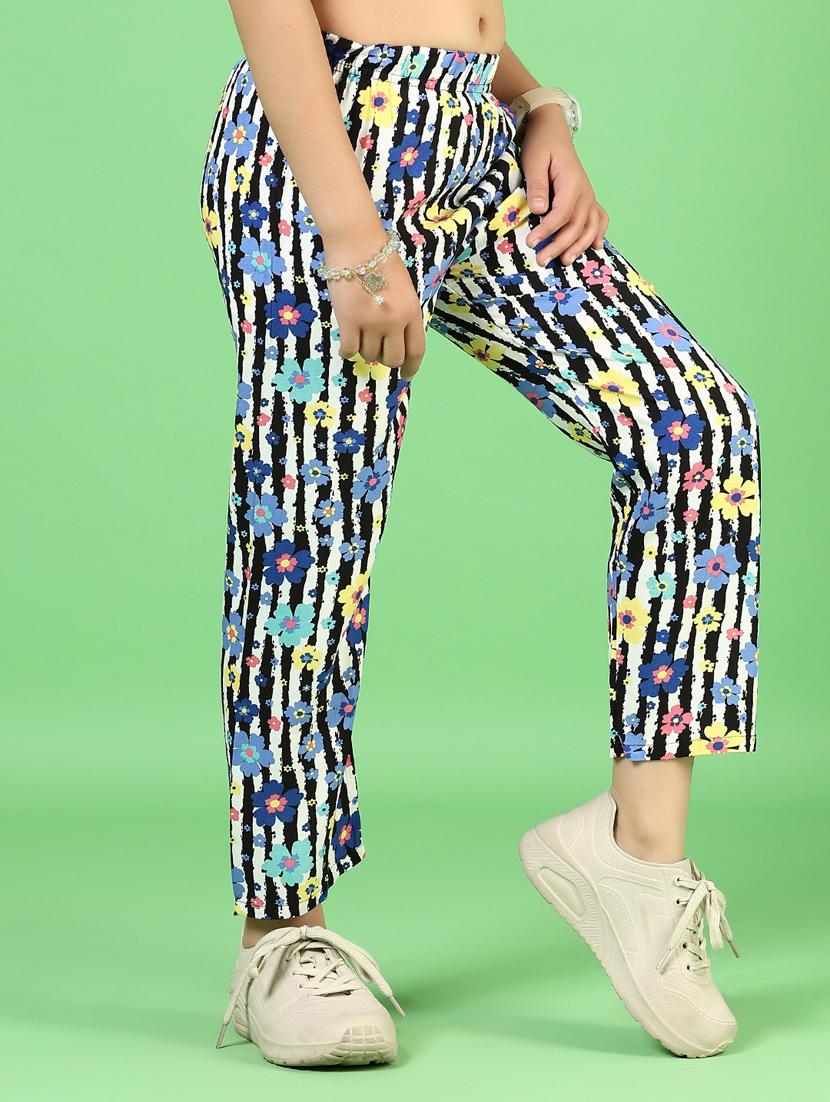 girls floral printed mid irse casual trouser - 21737780 - Standard Image - 2