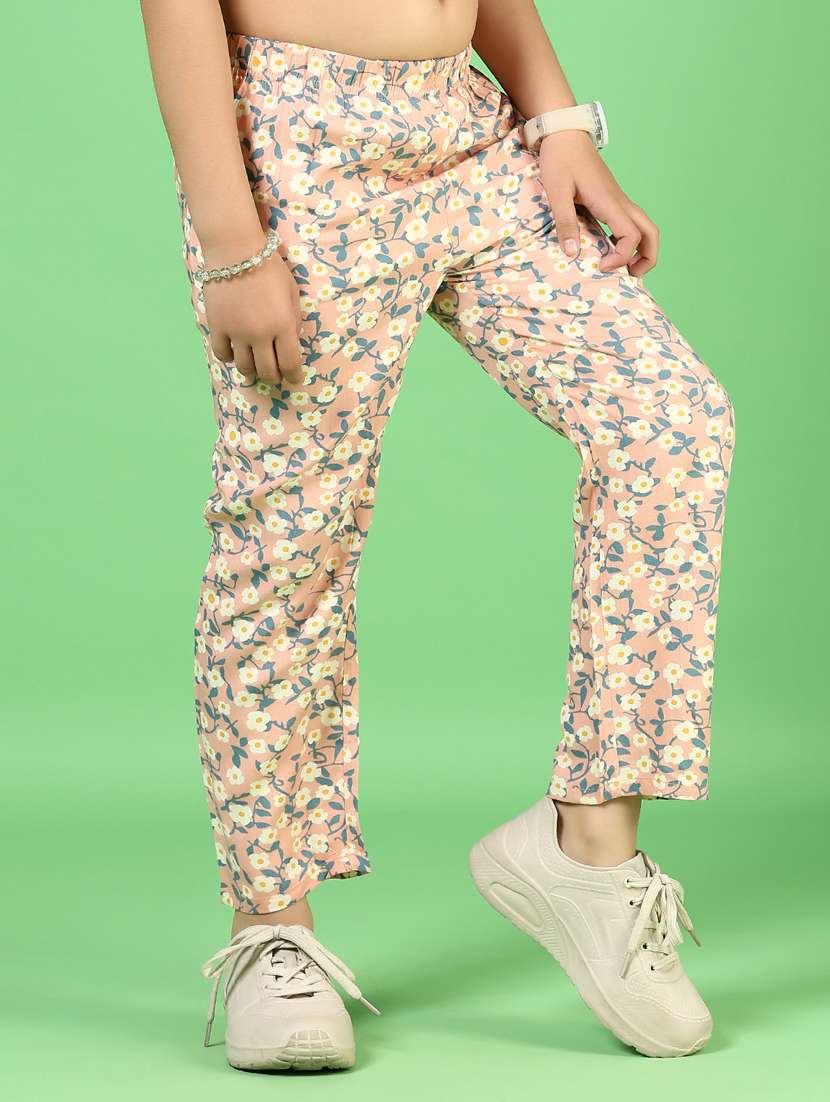 girls floral printed mid irse casual trouser - 21737787 -  Standard Image - 2