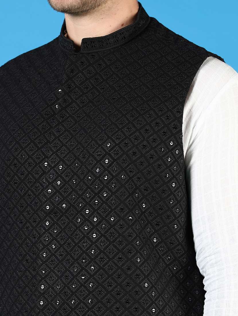 men embroidered sleeveless nehru jacket - 21737797 -  Standard Image - 2