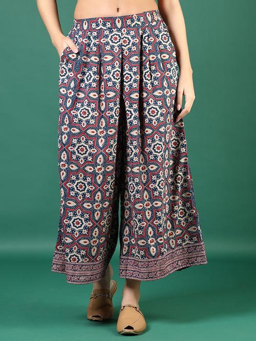women printed mid rise flared palazzo - 21737821 - Standard Image - 0