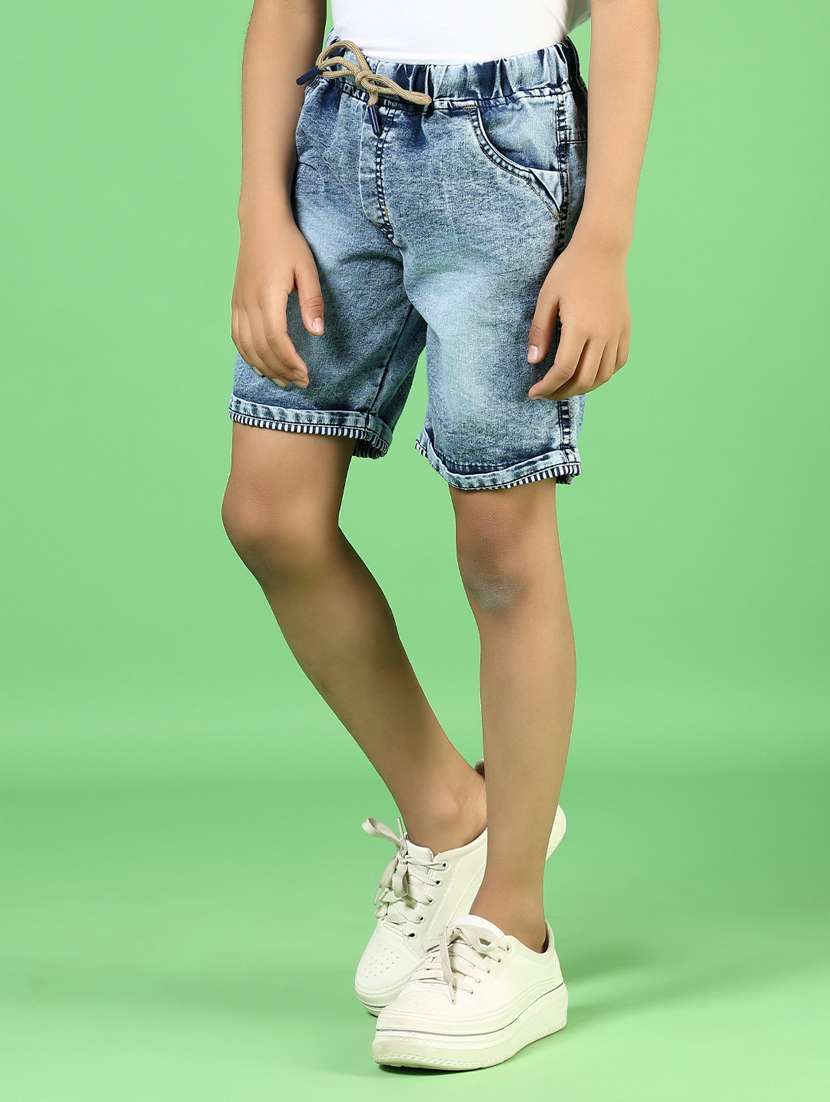 boys solid mid rise denim shorts - 21737828 -  Standard Image - 2