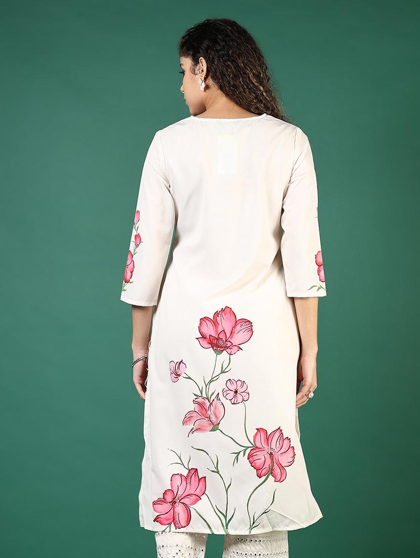 women floral printed v neck straight kurta - 21737832 - Standard Image - 2