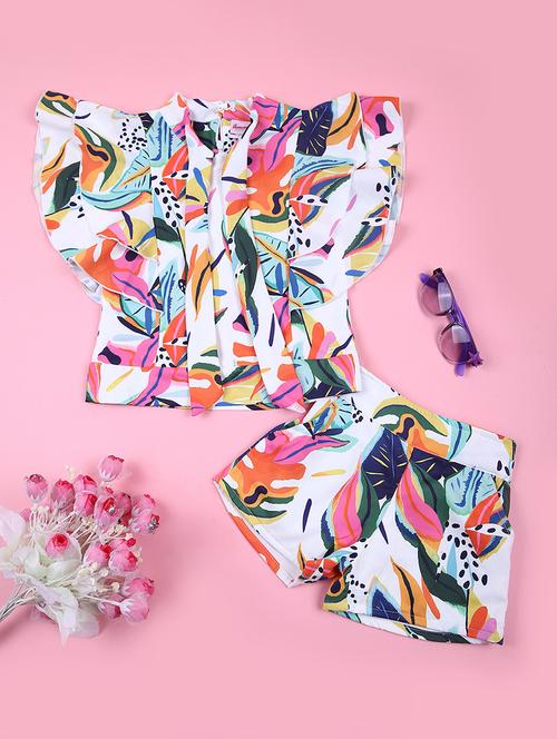 girls printed short & top co-ord set - 21737833 - Standard Image - 0