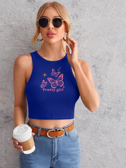 women printed sleeveless crop top - 21738038 - Standard Image - 0