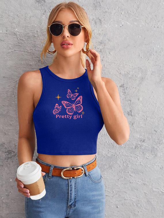 women printed sleeveless crop top - 21738038 - Zoom Image - 0