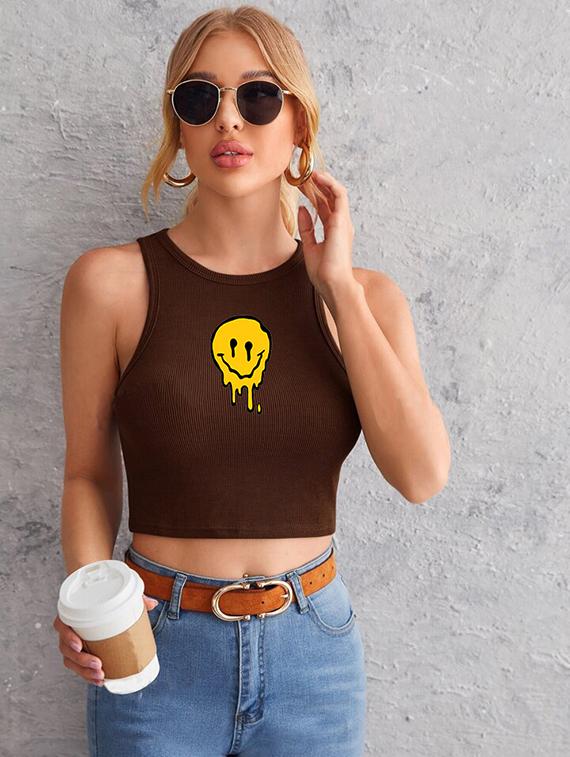 women printed sleeveless crop top  - 21738066 -  Zoom Image - 0