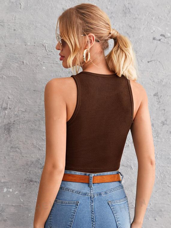 women printed sleeveless crop top - 21738066 - Standard Image - 2