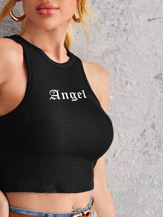 women printed sleeveless crop top  - 21738090 -  Standard Image - 2