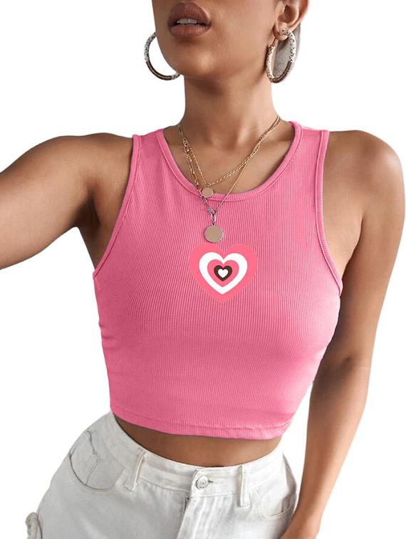 women printed sleeveless crop top - 21738110 - Standard Image - 2