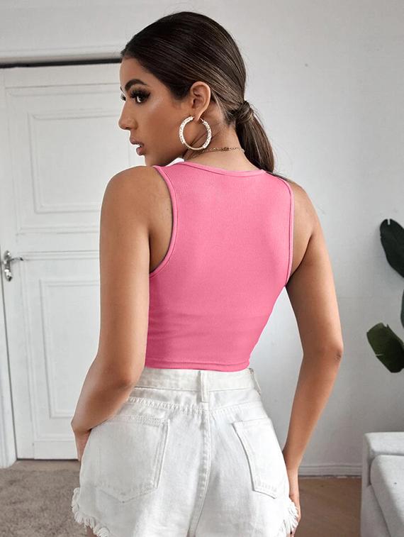 women printed sleeveless crop top - 21738121 - Standard Image - 2