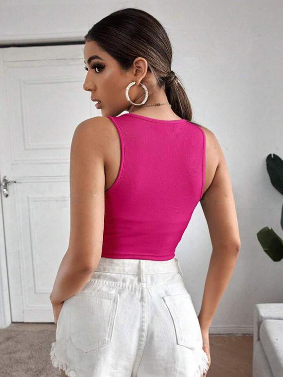 women printed sleeveless crop top - 21738127 - Standard Image - 2