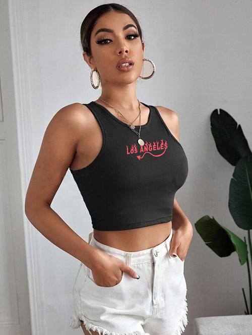 women printed sleeveless crop top  - 21738143 -  Standard Image - 0