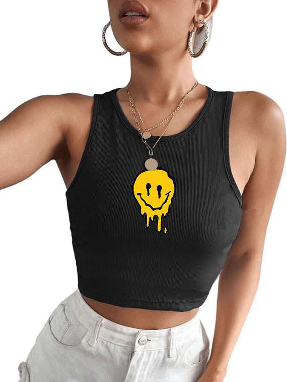 women printed sleeveless crop top  - 21738150 -  Standard Image - 2