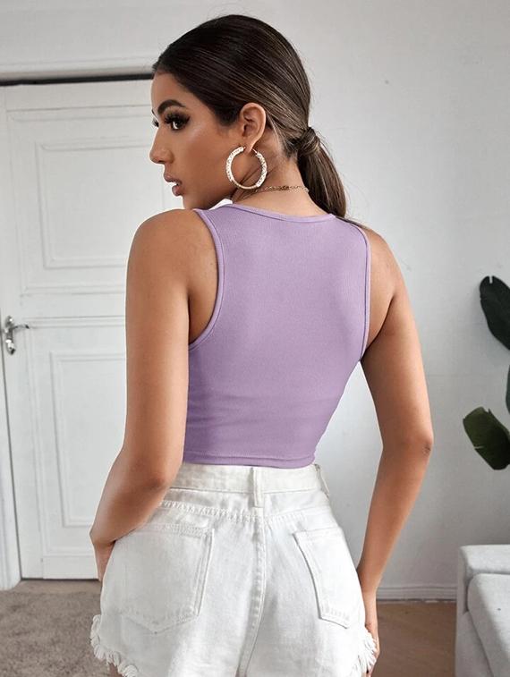 women printed sleeveless crop top - 21738162 - Standard Image - 2