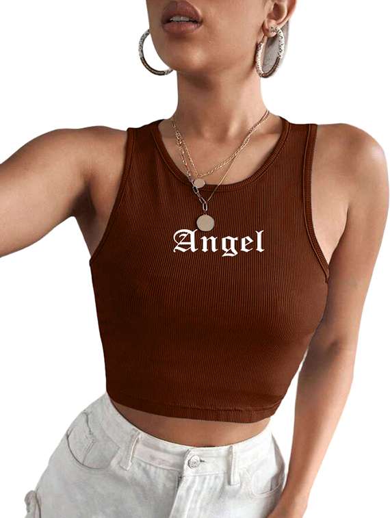 women printed sleeveless crop top - 21738188 - Standard Image - 2
