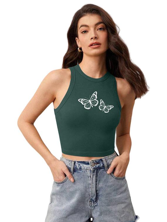 women printed sleeveless crop top  - 21738205 -  Zoom Image - 0