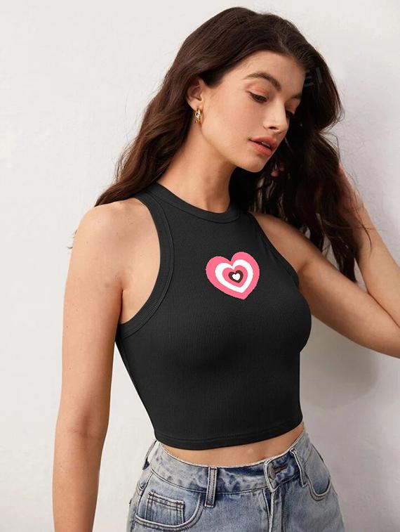 women printed sleeveless crop top - 21738218 - Standard Image - 2