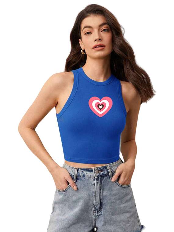 women printed sleeveless crop top  - 21738221 -  Zoom Image - 0