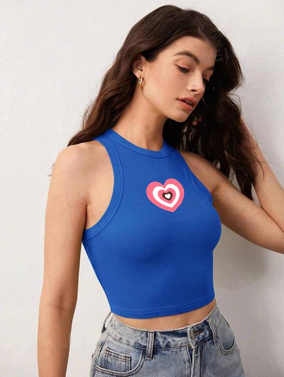 women printed sleeveless crop top - 21738221 - Standard Image - 2