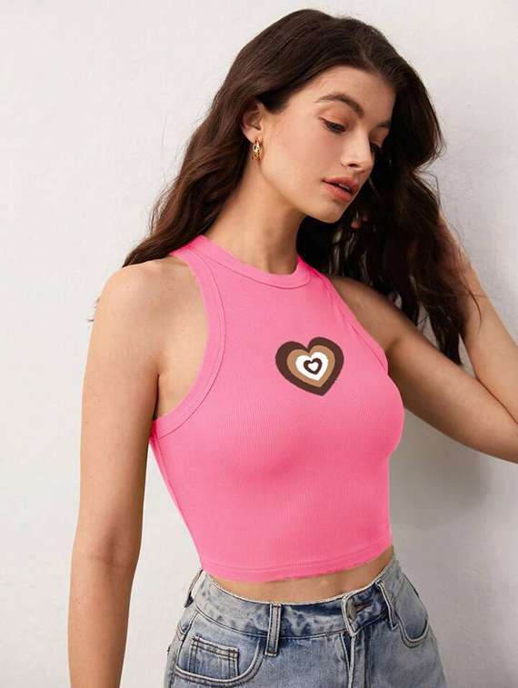 women printed sleeveless crop top  - 21738223 -  Standard Image - 2