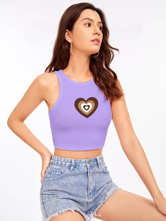 women printed sleeveless crop top - 21738225 - Standard Image - 2