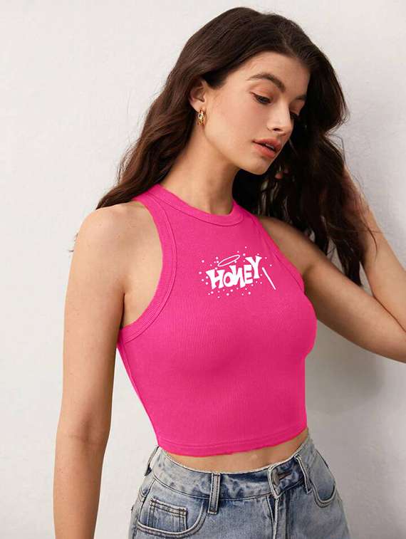 women printed sleeveless crop top  - 21738237 -  Standard Image - 2