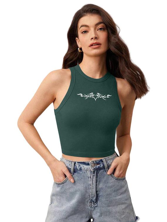 women printed sleeveless crop top - 21738241 - Zoom Image - 0