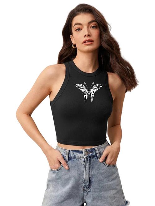 women printed sleeveless crop top  - 21738250 -  Standard Image - 0
