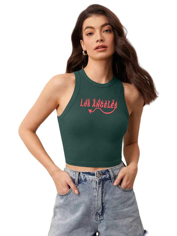 women printed sleeveless crop top - 21738256 - Zoom Image - 0