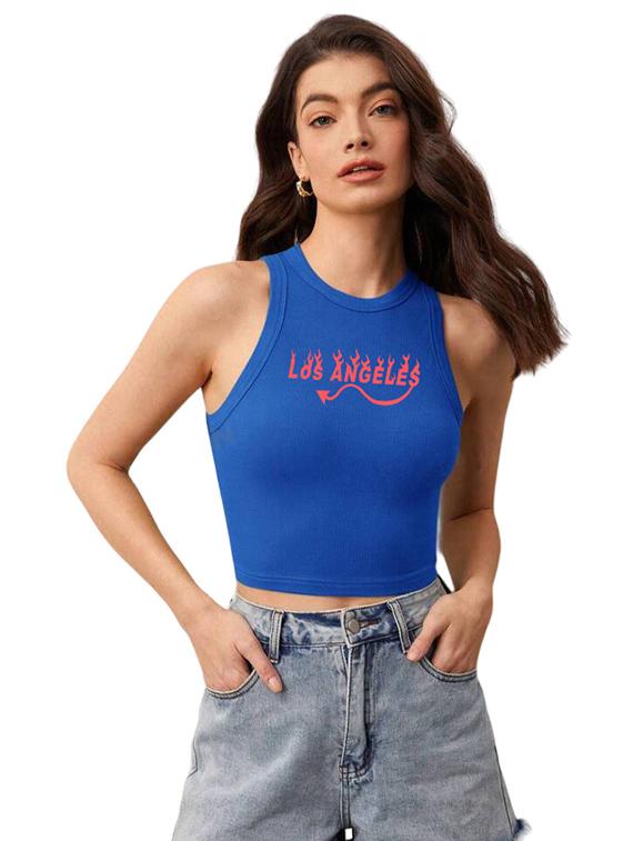 women printed sleeveless crop top - 21738258 - Zoom Image - 0