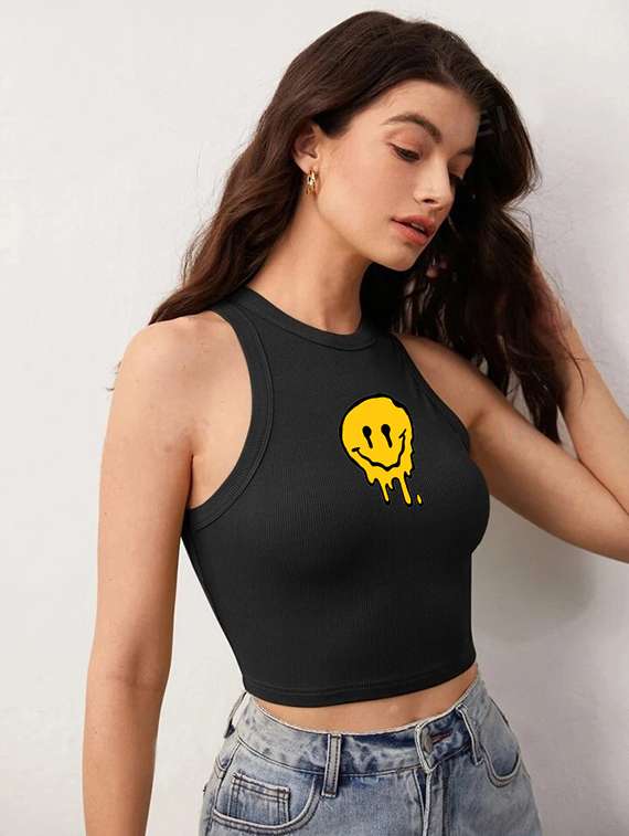 women printed sleeveless crop top  - 21738263 -  Standard Image - 2