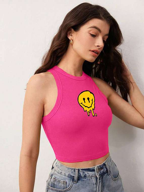 women printed sleeveless crop top  - 21738265 -  Standard Image - 2