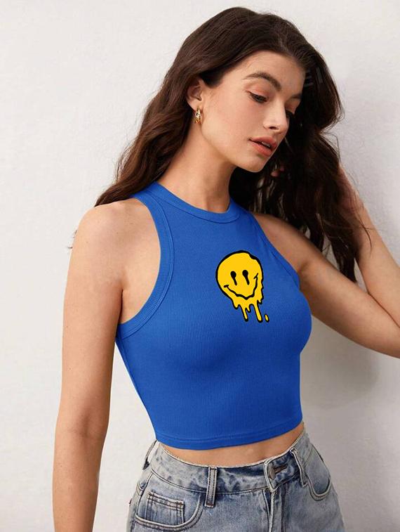 women printed sleeveless crop top - 21738267 - Standard Image - 2