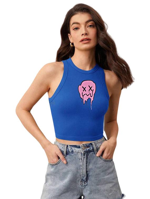 women printed sleeveless crop top - 21738269 - Zoom Image - 0