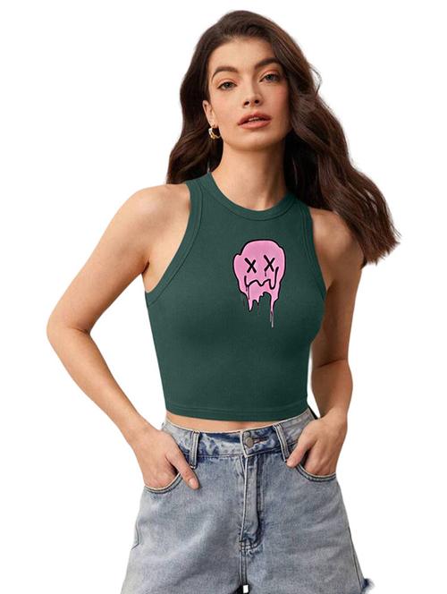 women printed sleeveless crop top  - 21738275 -  Standard Image - 0