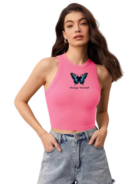 women printed sleeveless crop top - 21738279 - Zoom Image - 0