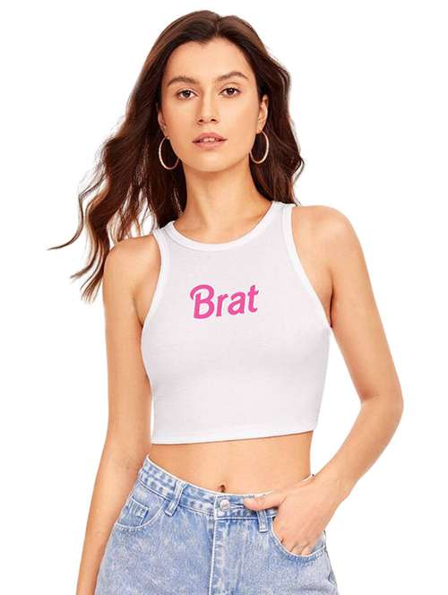 women printed sleeveless crop top  - 21738285 -  Standard Image - 0