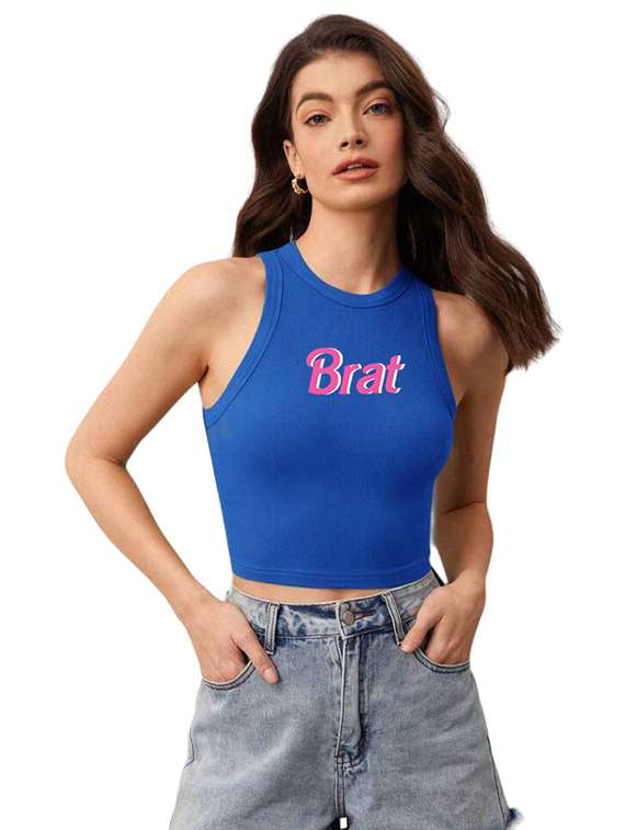 women printed sleeveless crop top - 21738287 - Zoom Image - 0