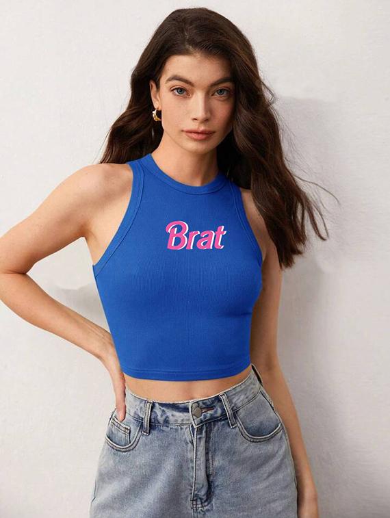 women printed sleeveless crop top - 21738287 - Standard Image - 2