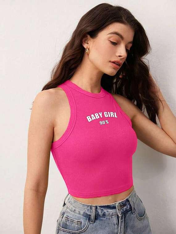 women printed sleeveless crop top  - 21738305 -  Standard Image - 2