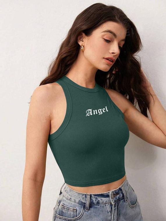 women printed sleeveless crop top - 21738311 - Standard Image - 2