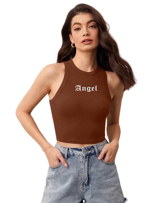 women printed sleeveless crop top - 21738312 - Standard Image - 0