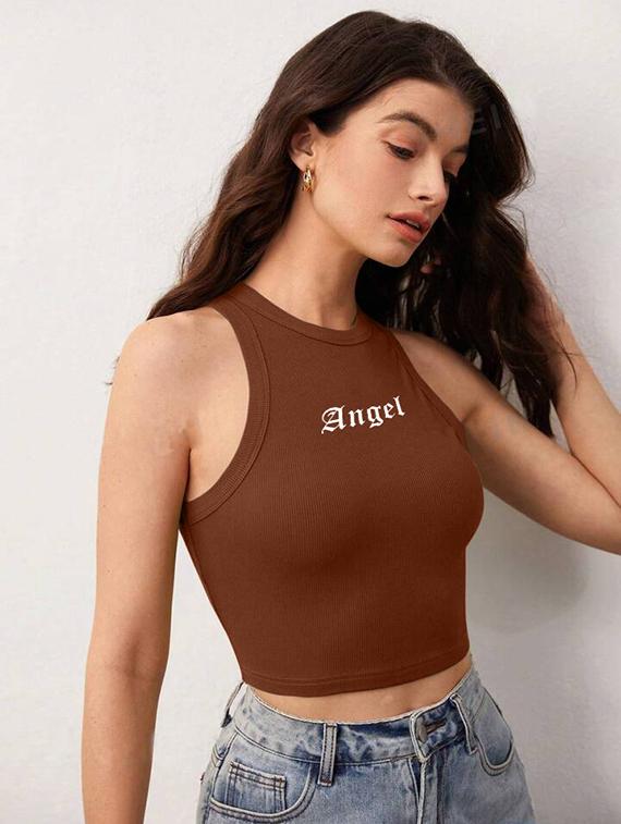 women printed sleeveless crop top - 21738312 - Standard Image - 2
