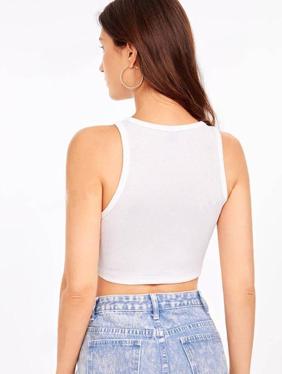 women printed sleeveless crop top - 21738320 - Standard Image - 2