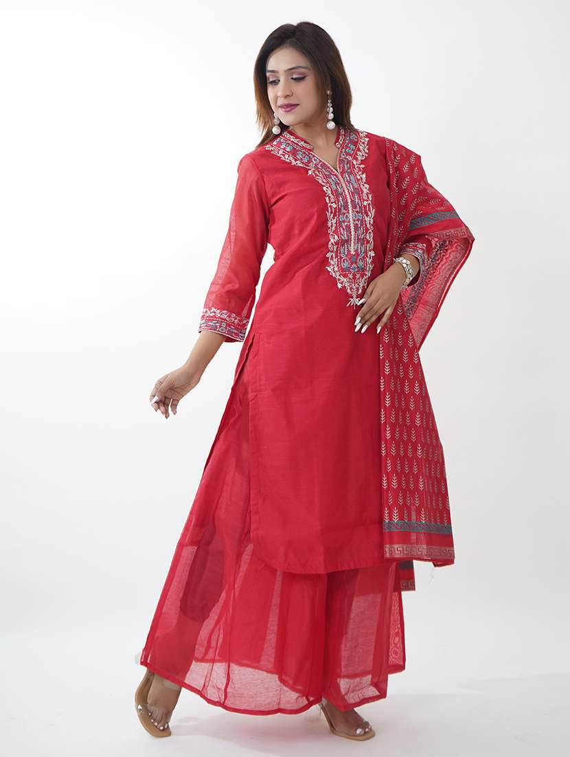 women embroidered kurta palazzo set with duaptta - 21738418 -  Standard Image - 2