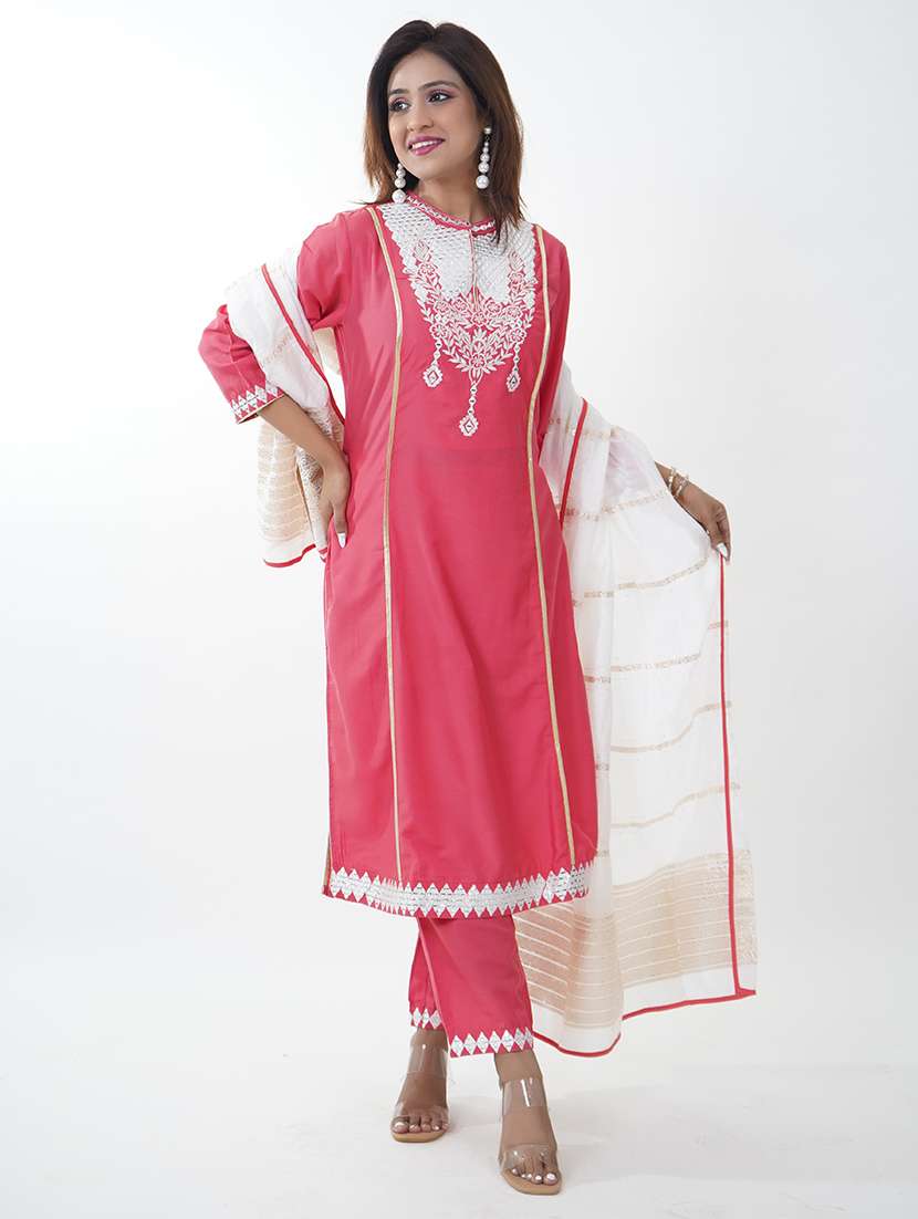 women embroidered kurta pant set with dupatta - 21738424 -  Standard Image - 2
