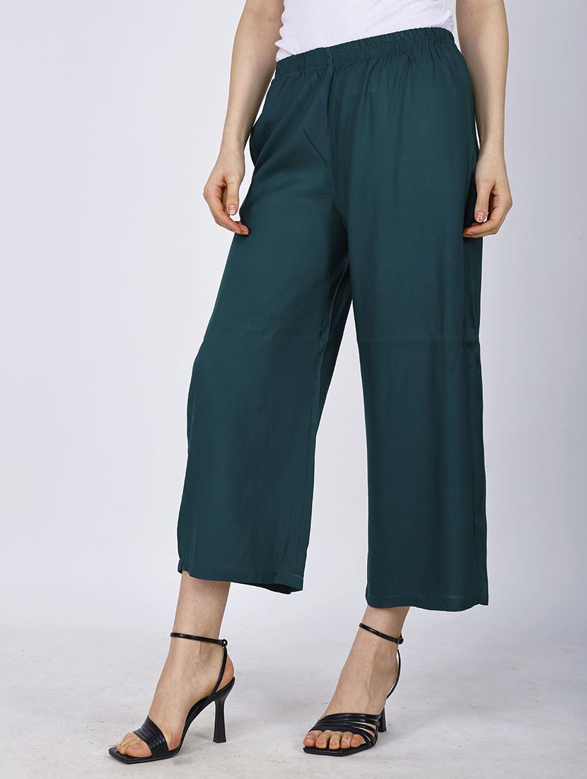 women teal solid straight palazzo - 21738433 - Standard Image - 2