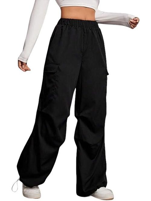 women solid high rise parachute pants - 21739054 - Standard Image - 0
